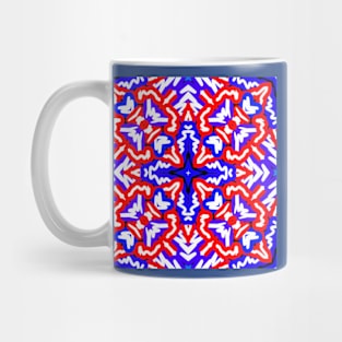 Blue Red White Fancy Pattern Mug